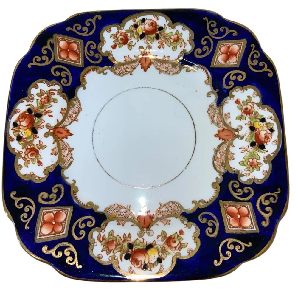 Vintage Royal Albert Crown China Heirloom Trio Tea Cup Saucer Square Plate